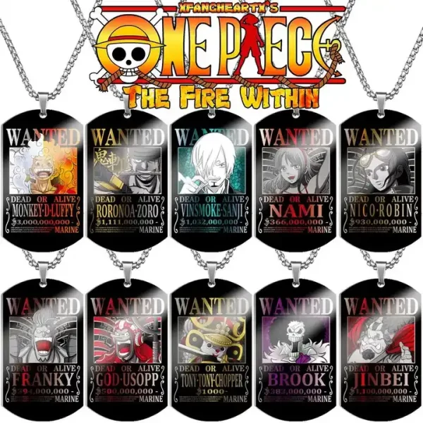 One Piece Wanted Dog Tags
